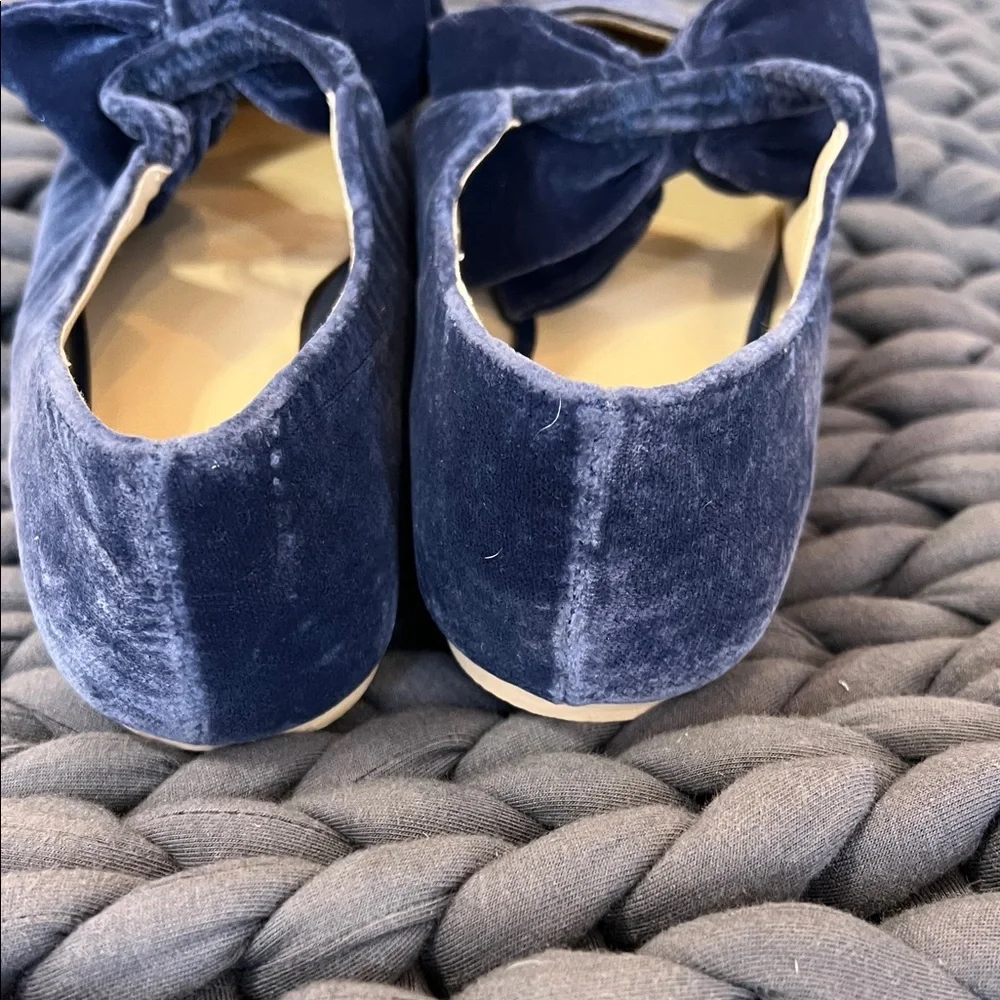 Janie and Jack Navy Velvet Bow Flats